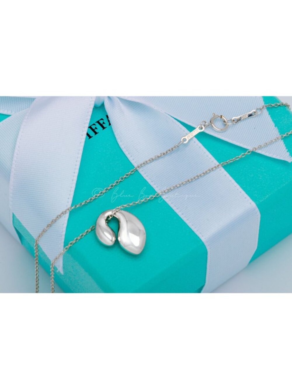 Tiffany & Co. Elsa Peretti Double Teardrop Vintage Necklace Pendant Silver 16" - Picture 7 of 8